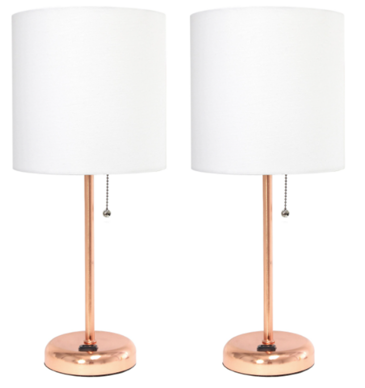 LimeLights Rose Gold Stick Lamp with Charging Outlet (Set of 2)