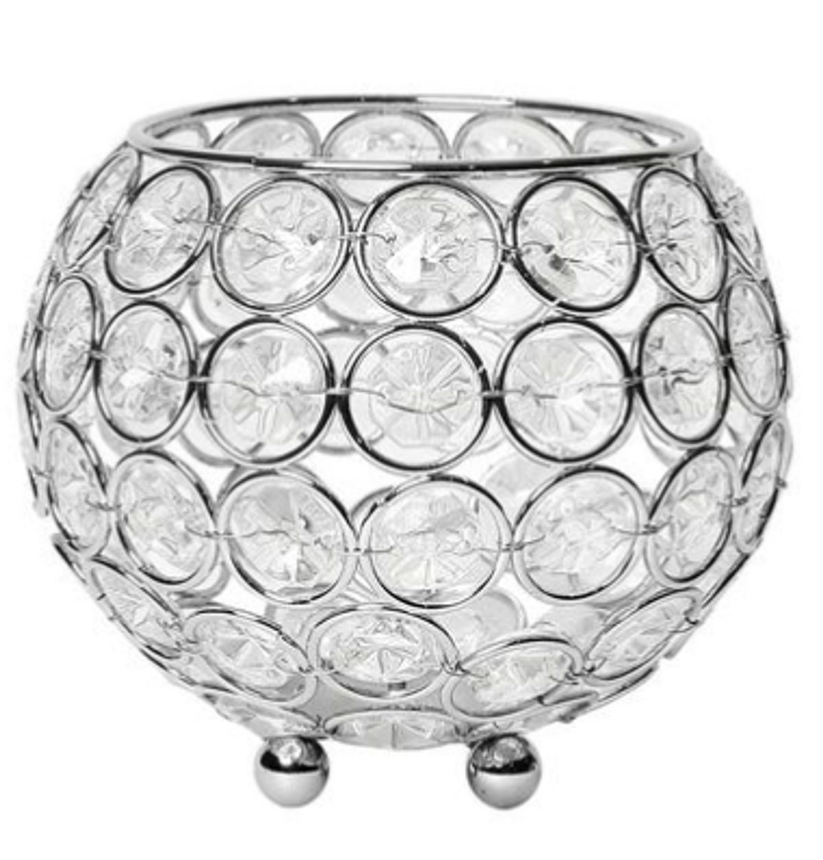 Elegant Designs Elipse Crystal Circular Bowl Candle Holder, 4.25 in