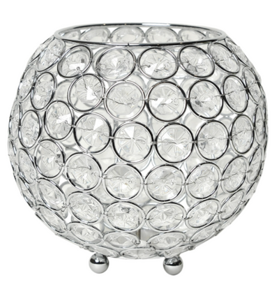 Elegant Designs Elipse Crystal Circular Bowl Candle Holder, 5.5 Inch