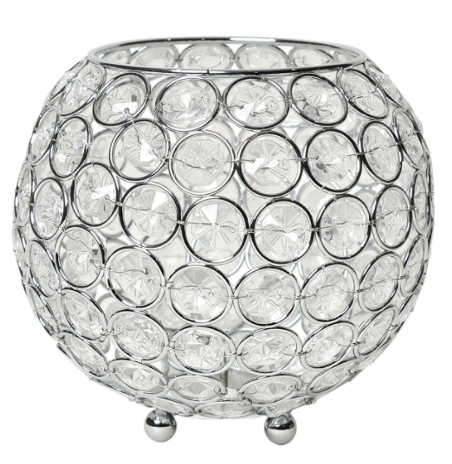 Elegant Designs Elipse Crystal Circular Bowl Candle Holder, 5.5 Inch