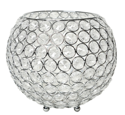 Elegant Designs Elipse Crystal Circular Bowl Candle Holder, 6.75 in