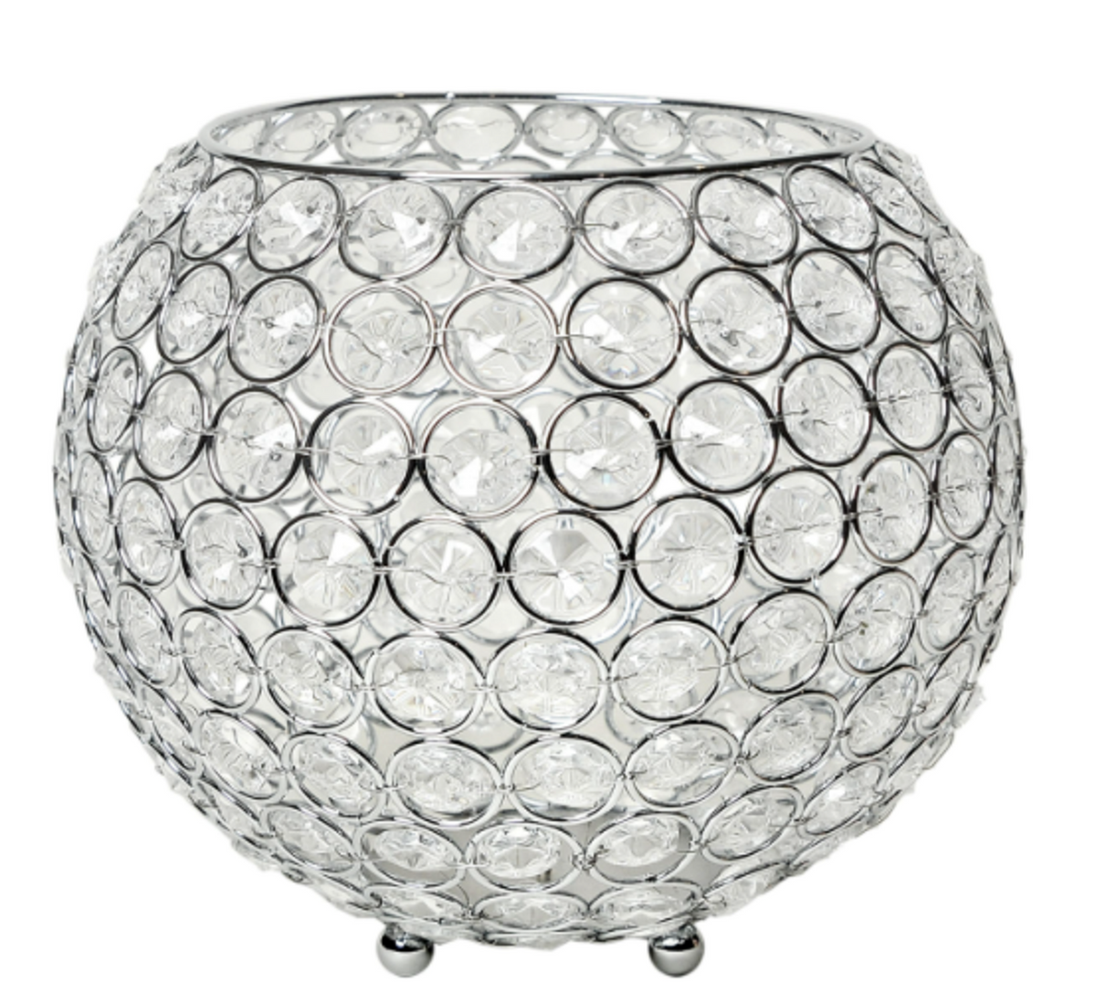 Elegant Designs Elipse Crystal Circular Bowl Candle Holder, 6.75 in
