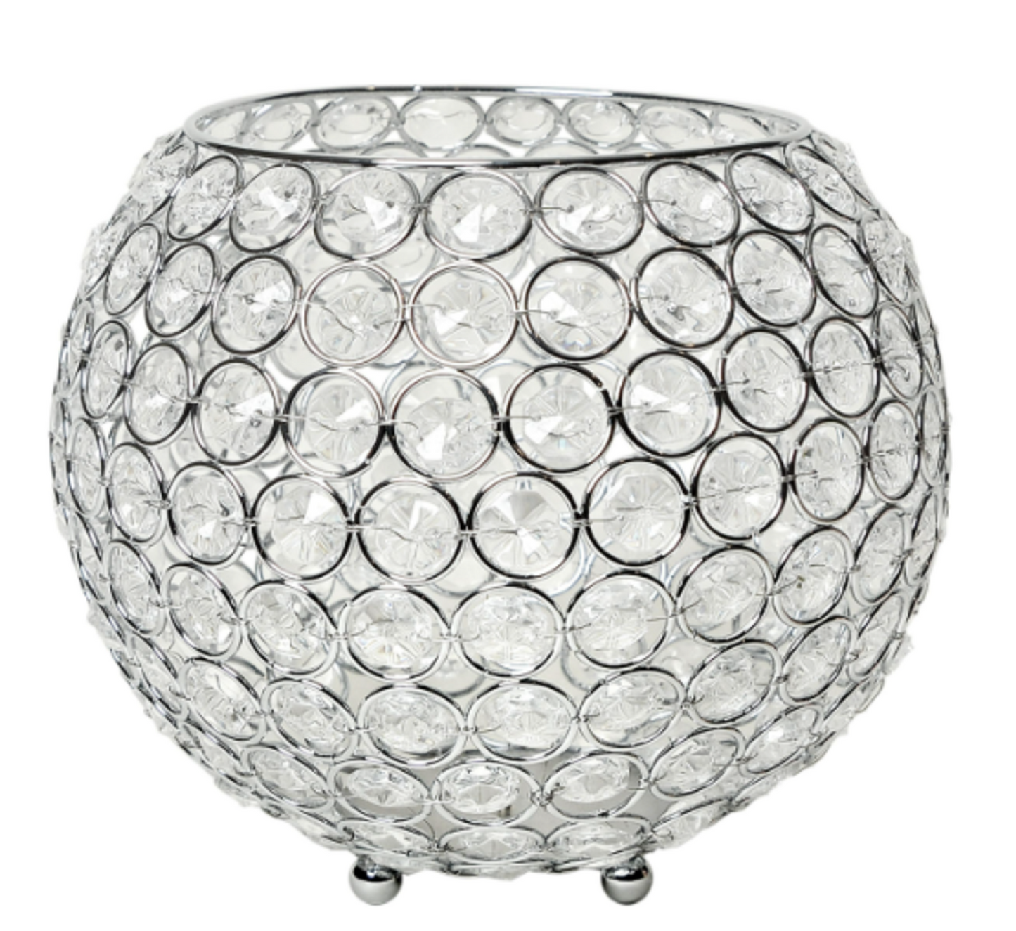 Elegant Designs Elipse Crystal Circular Bowl Candle Holder, 6.75 in