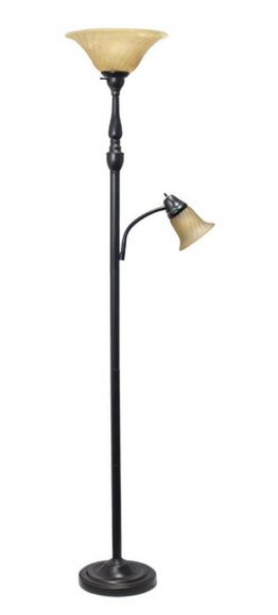 Elegant Designs 2 Light Mother Daughter Amber Marble Floor Lamp