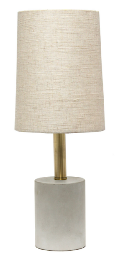 Lalia Home Antique Brass Concrete Table Lamp with Linen Shade