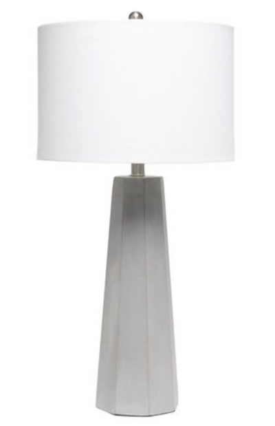 Lalia Home Concrete Pillar Table Lamp with White Fabric Shade