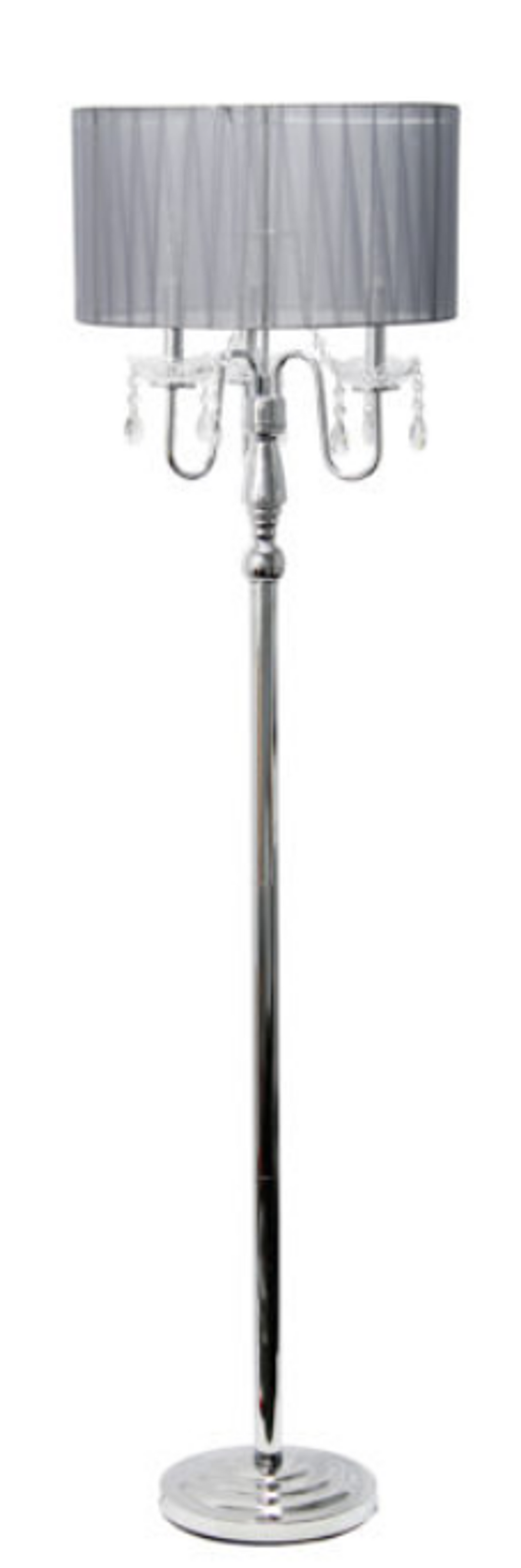 Elegant Designs Cascading Crystal and Chrome Floor Lamp with Drum Shade