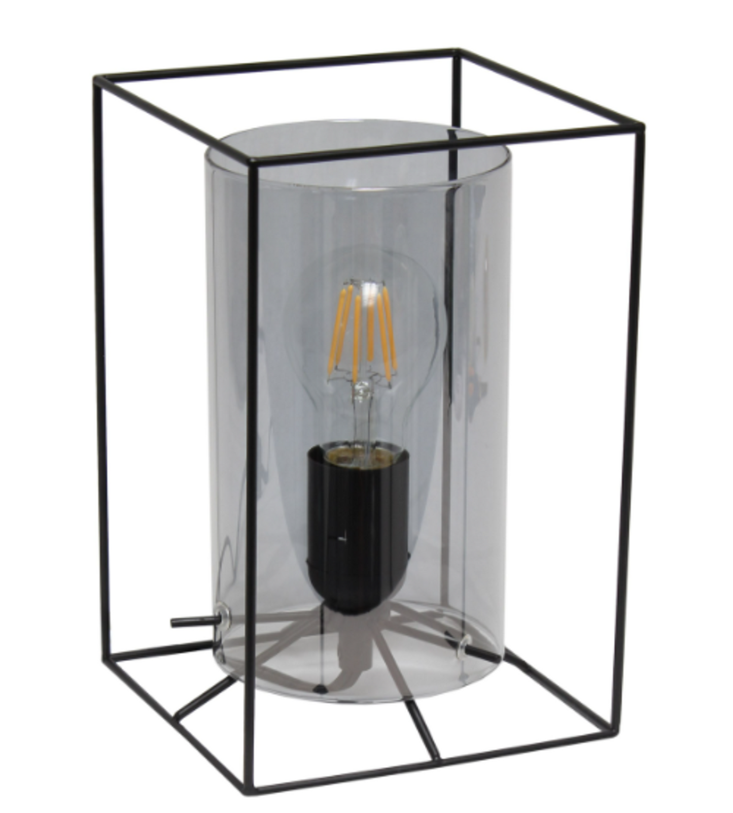 Lalia Home Framed Table Lamp with Cylinder Glass Shade