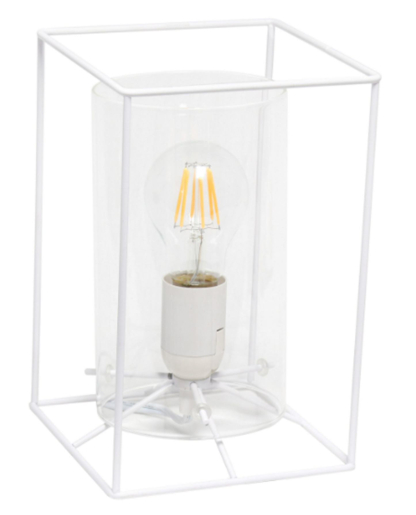 Lalia Home Framed Table Lamp with Cylinder Glass Shade