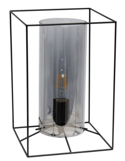 Lalia Home Black Framed Table Lamp with Smoked Glass Shade