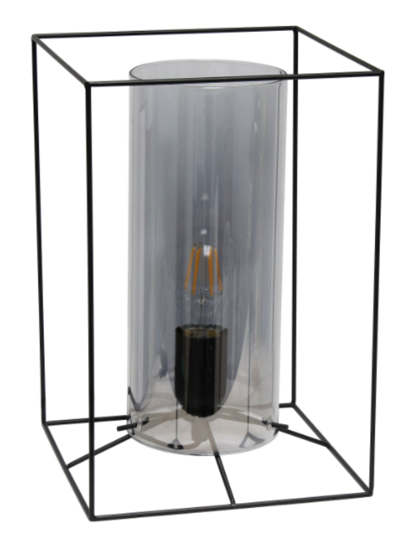 Lalia Home Black Framed Table Lamp with Smoked Glass Shade