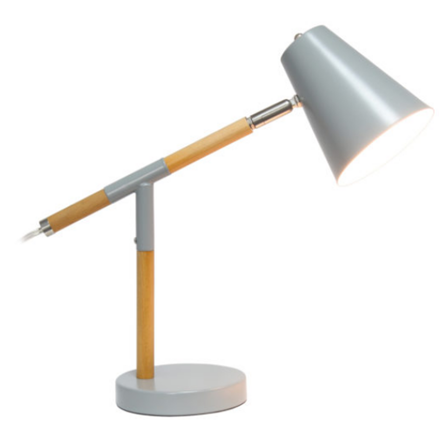 Simple Designs Matte and Wooden Pivot Desk Lamp - Matte Gray/  Wood
