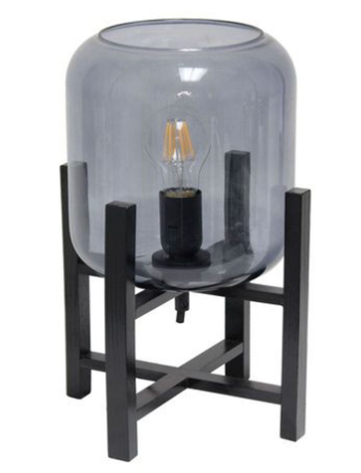 Simple Designs Wood Mounted Table Lamp with Glass Shade