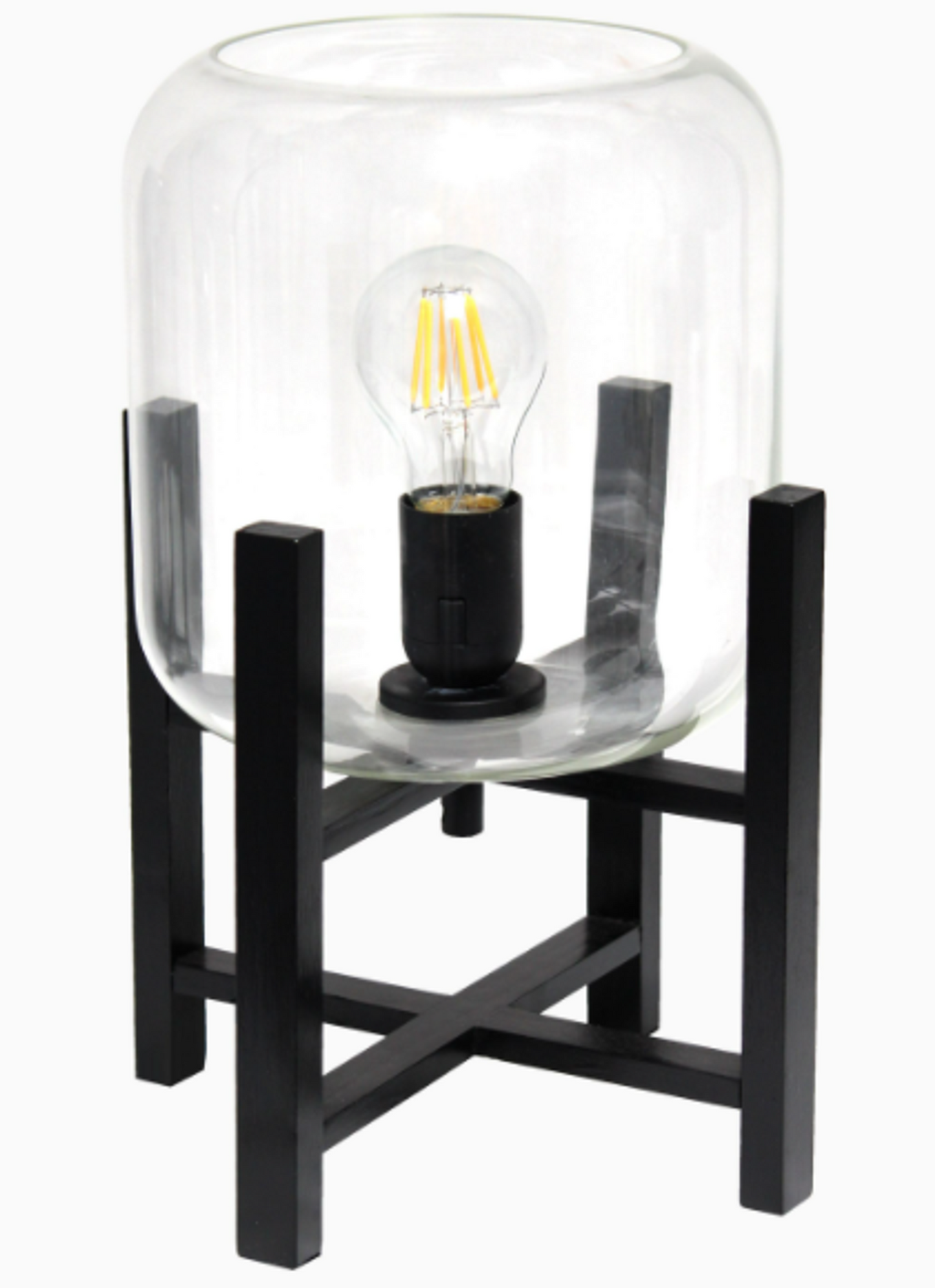 Simple Designs Wood Mounted Table Lamp with Glass Shade