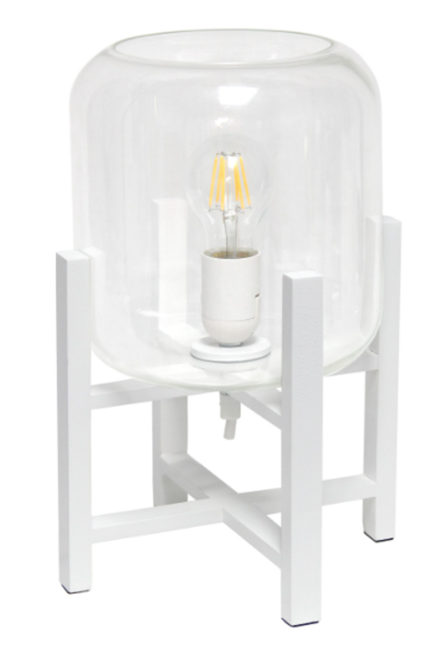 Simple Designs Wood Mounted Table Lamp with Glass Shade