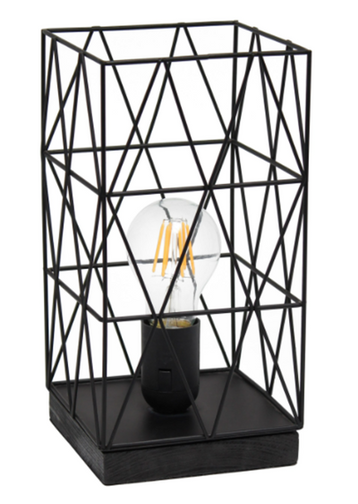 Simple Designs Geometric Square Metal Table Lamp