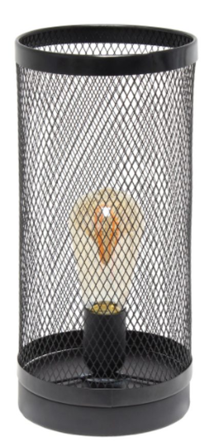 Simple Designs Mesh Cylindrical Steel Table Lamp