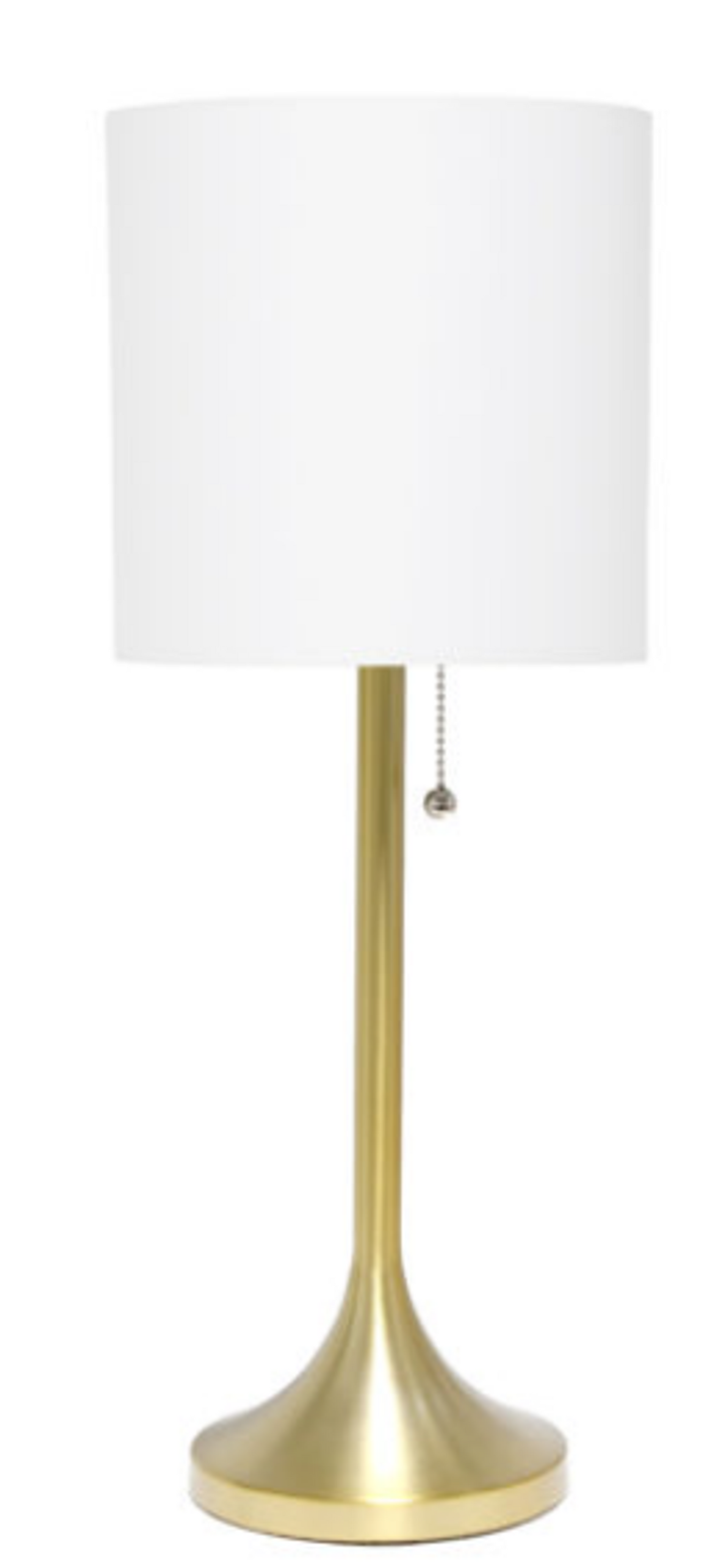 Simple Designs Gold Tapered Table Lamp with Fabric Drum Shade - Gold/ White