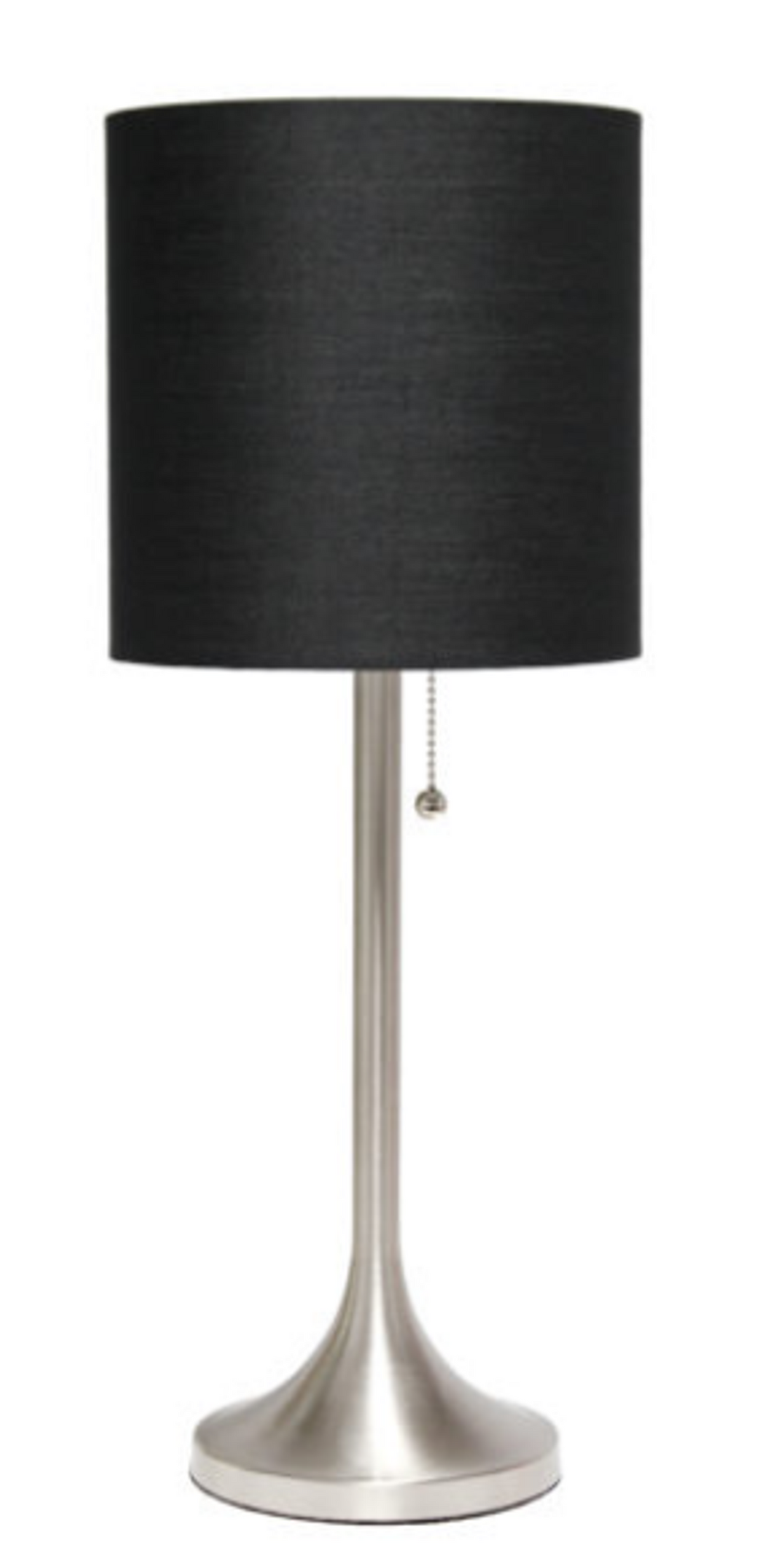 Simple Designs Brushed Nickel Tapered Table Lamp with Fabric Drum Shade - Brushed Nickel/ Black