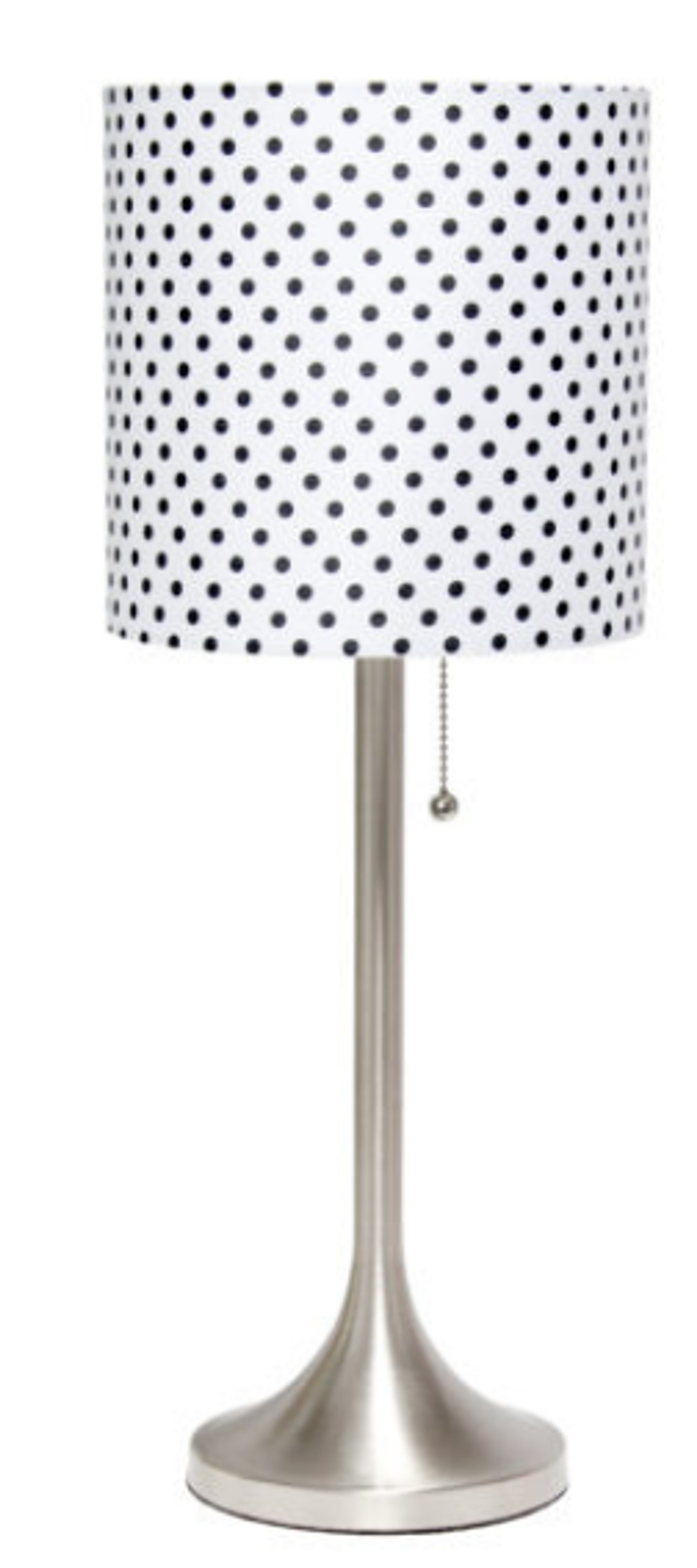 Simple Designs Brushed Nickel Tapered Table Lamp with Fabric Drum Shade - Brushed Nickel/ Polka Dot