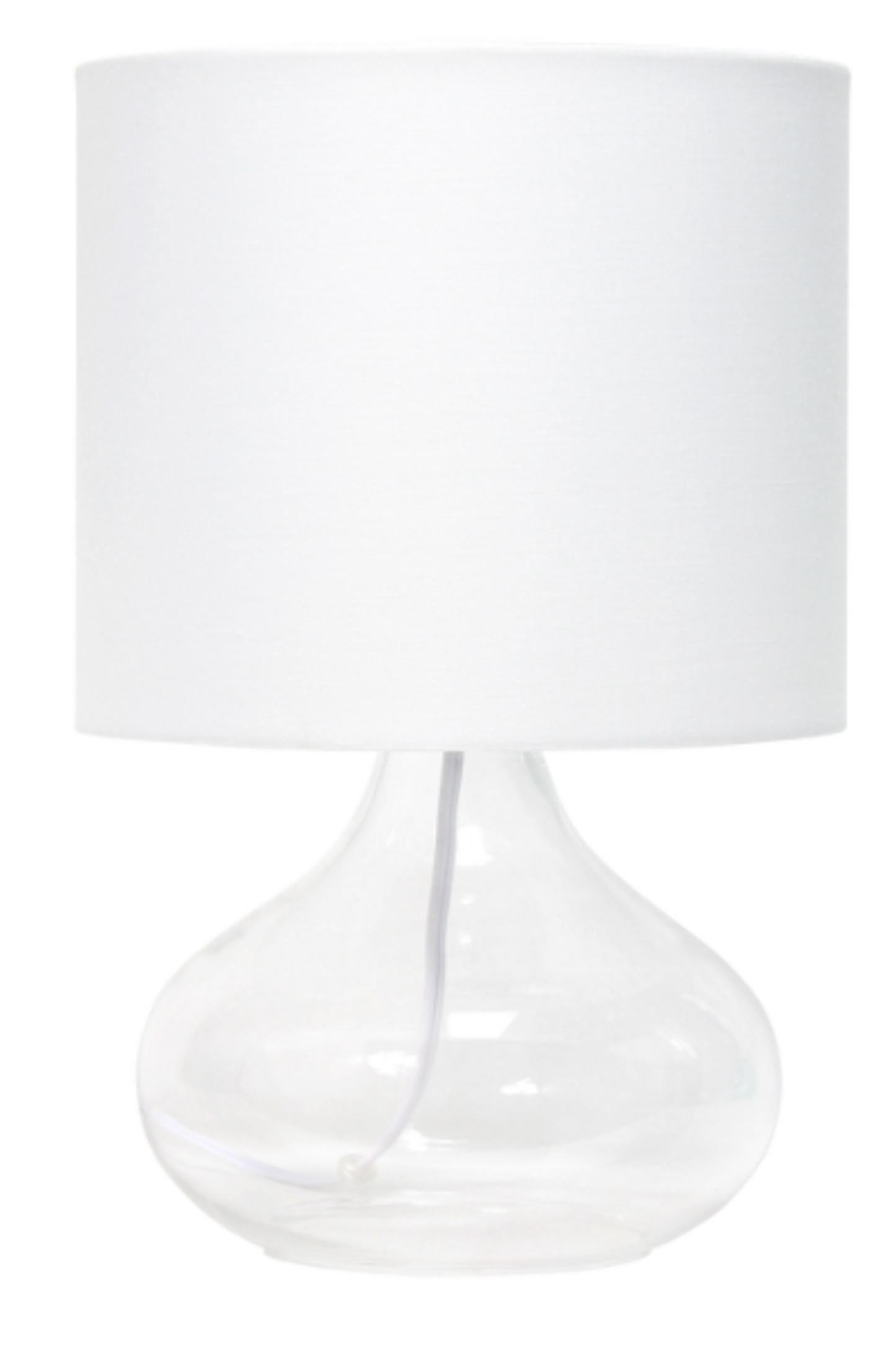 Simple Designs Glass Raindrop Table Lamp with Fabric Shade - Clear/ White