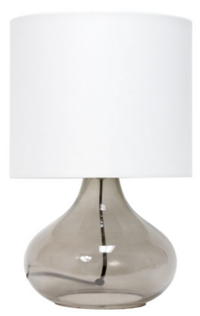 Simple Designs Glass Raindrop Table Lamp with Fabric Shade - Smoke/ White