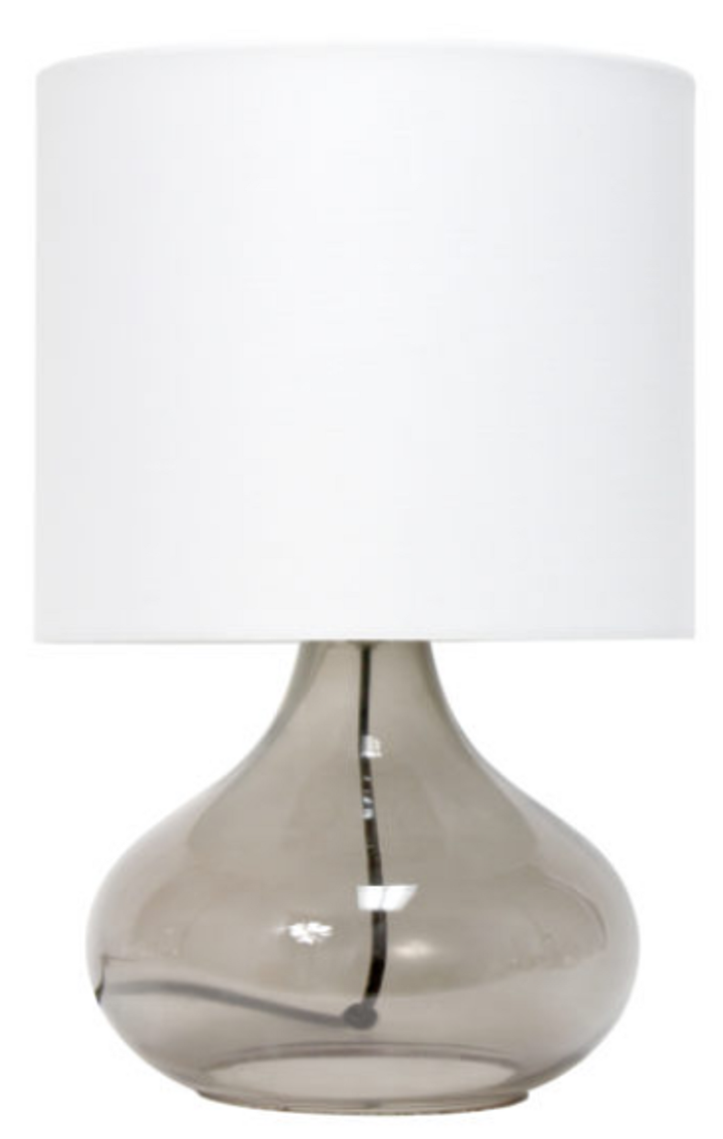 Simple Designs Glass Raindrop Table Lamp with Fabric Shade - Smoke/ White