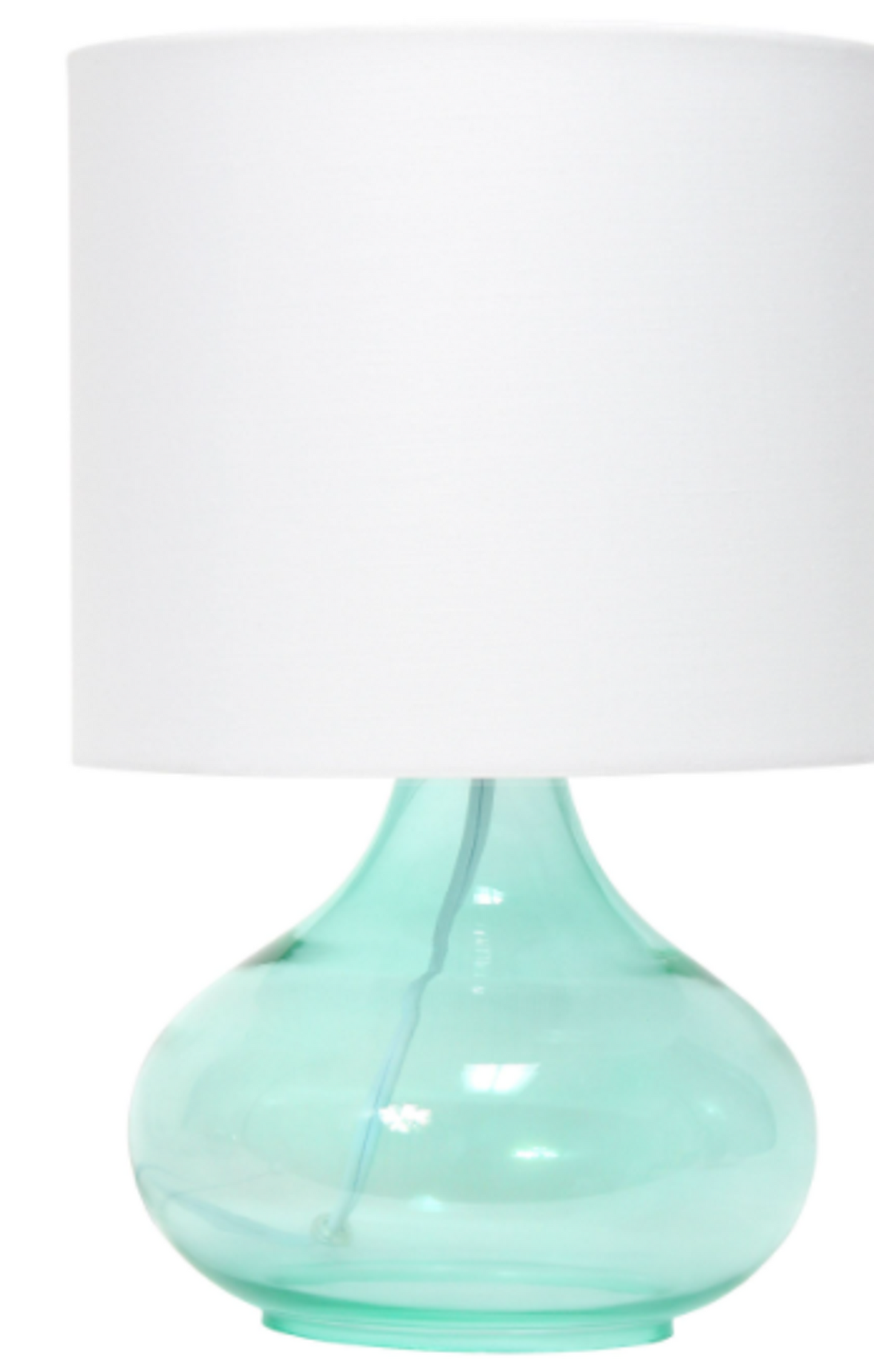 Simple Designs Glass Raindrop Table Lamp with Fabric Shade - Aqua/ White