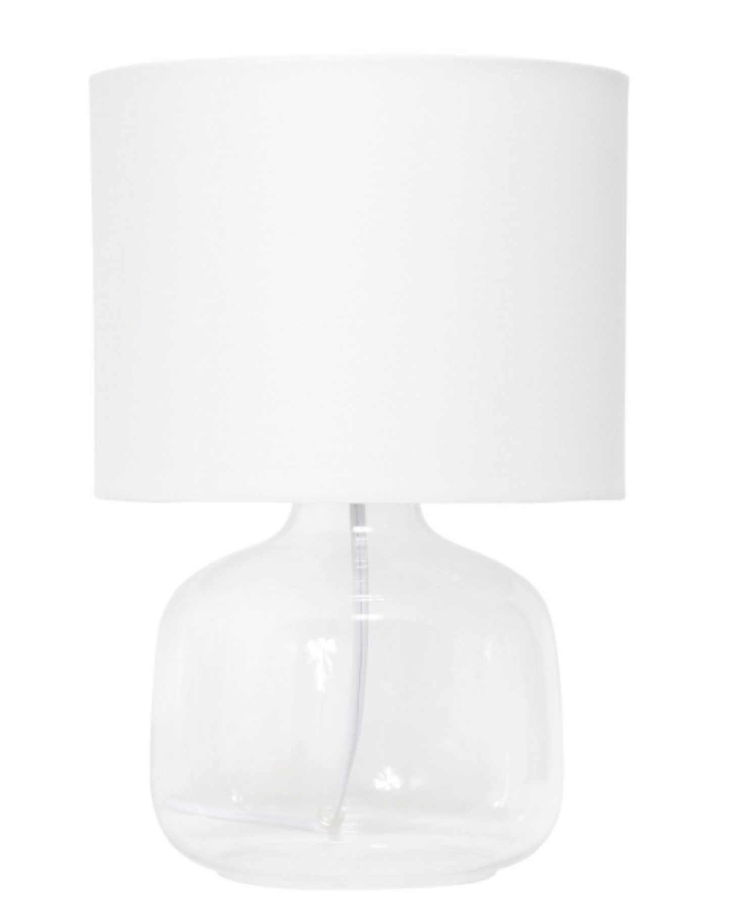 Simple Designs Glass Table Lamp with Fabric Shade - Clear/ White