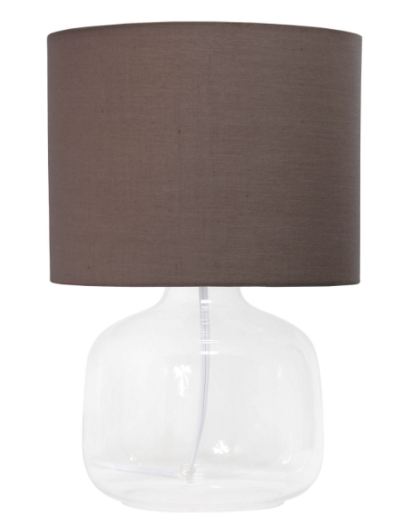 Simple Designs Glass Table Lamp with Fabric Shade - Clear/ Gray