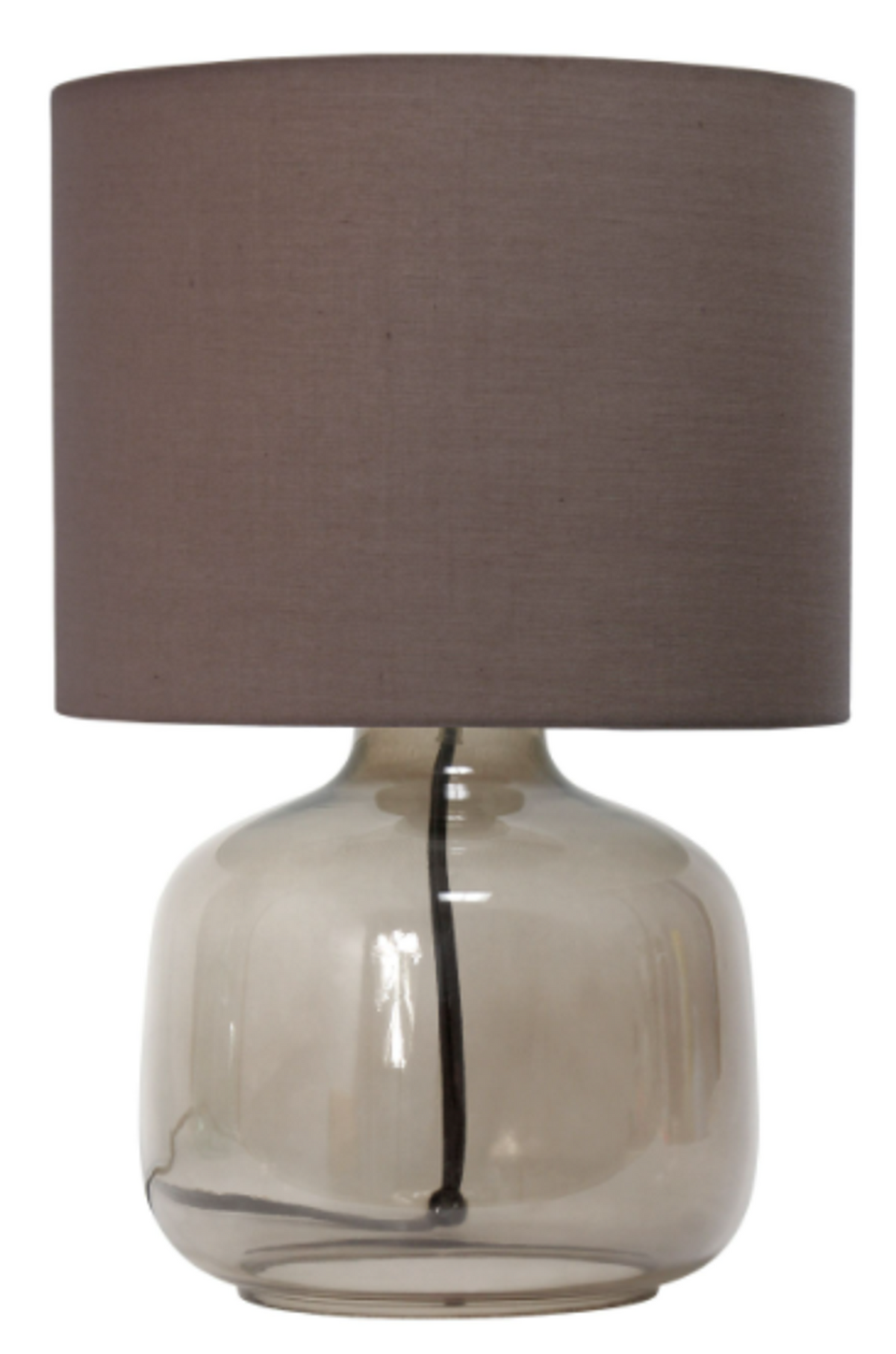 Simple Designs Glass Table Lamp with Fabric Shade - Smoke/ Gray