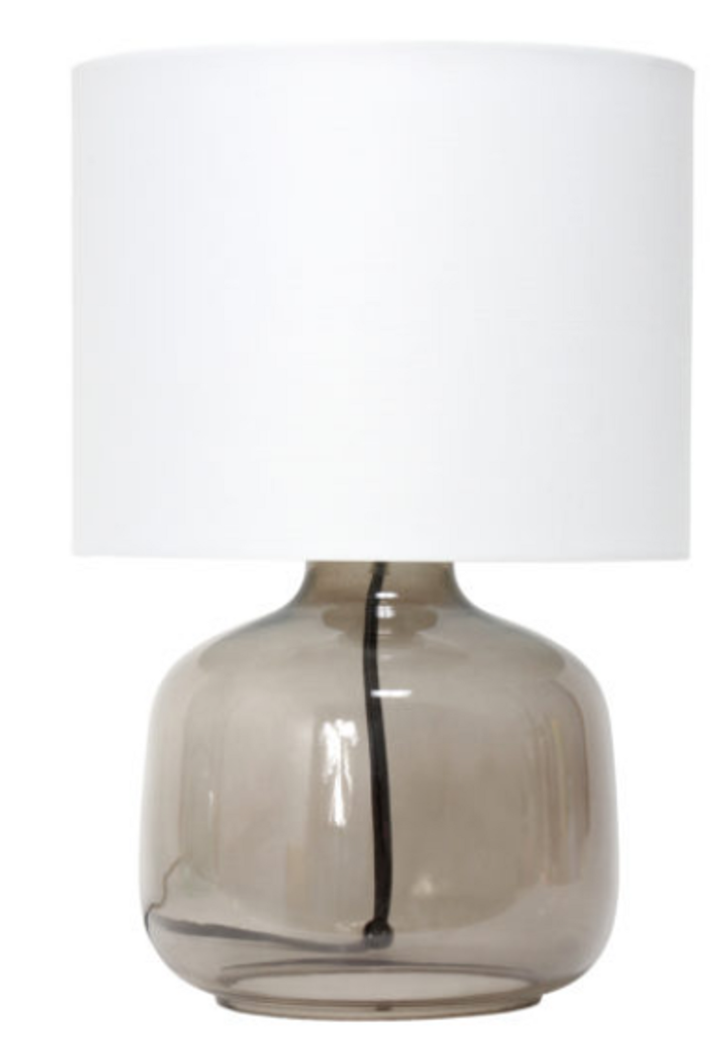 Simple Designs Glass Table Lamp with Fabric Shade - Smoke/ White