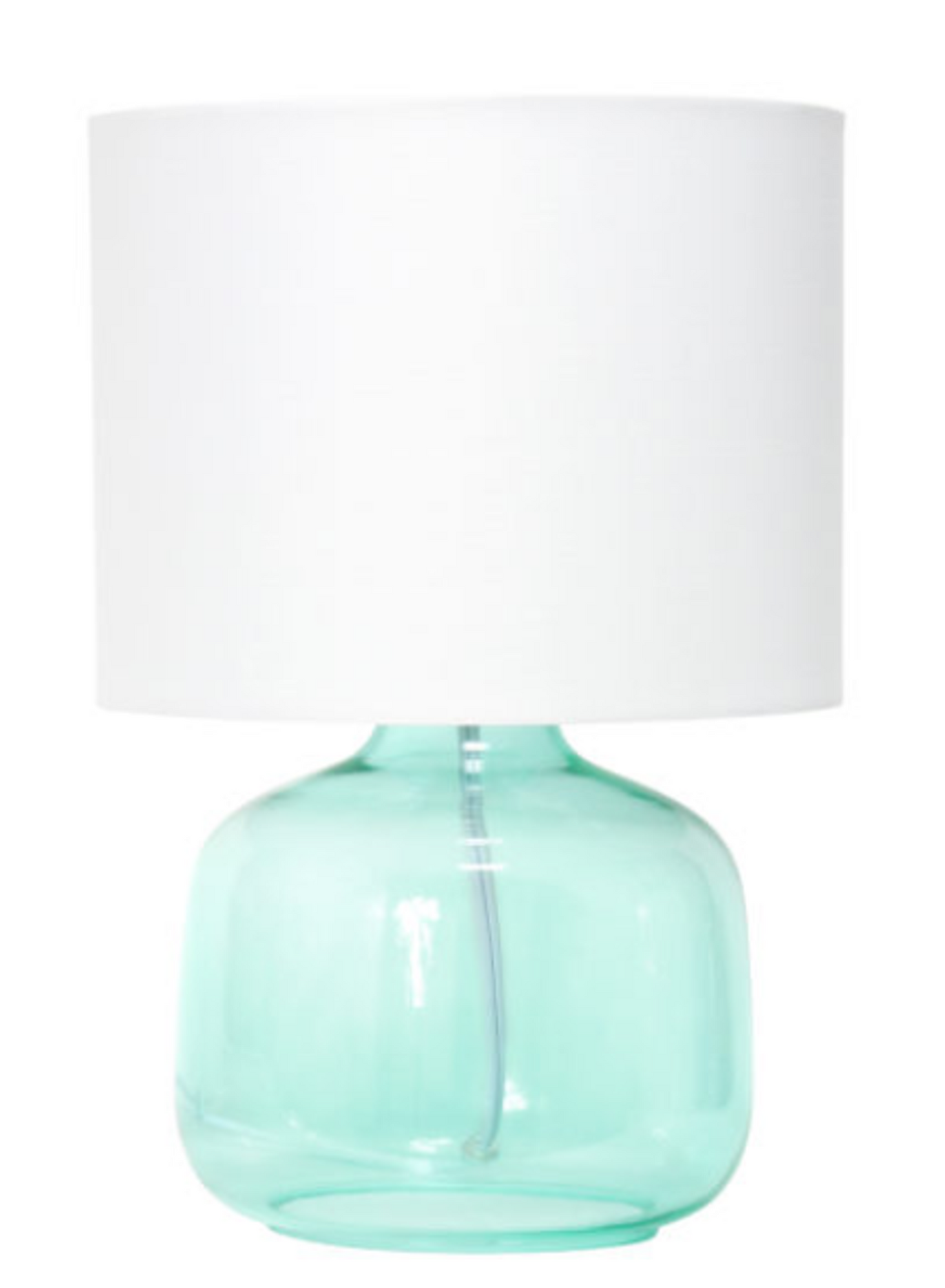 Simple Designs Glass Table Lamp with Fabric Shade - Aqua/ White