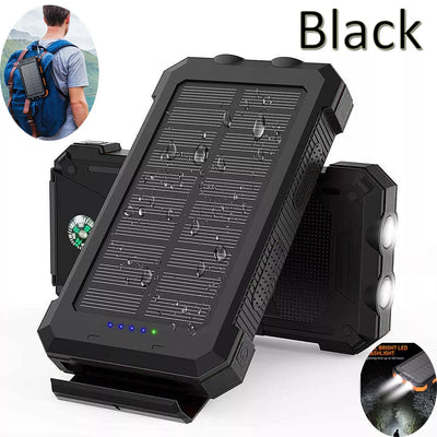 10000000mAh Solar Power Bank Waterproof Dual USB Charger