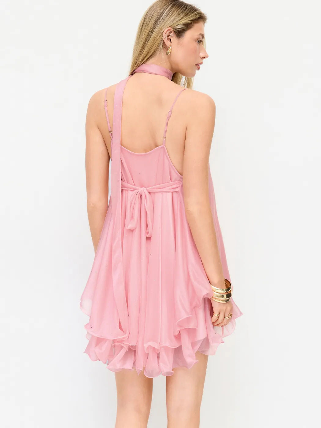 chiffon halter-neck dress