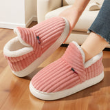 Womens Fleece Lined Cotton Slippers Warm Slip On Home Shoes