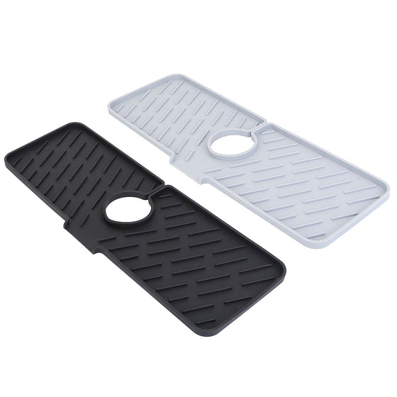 Black and grey silicone faucet mats