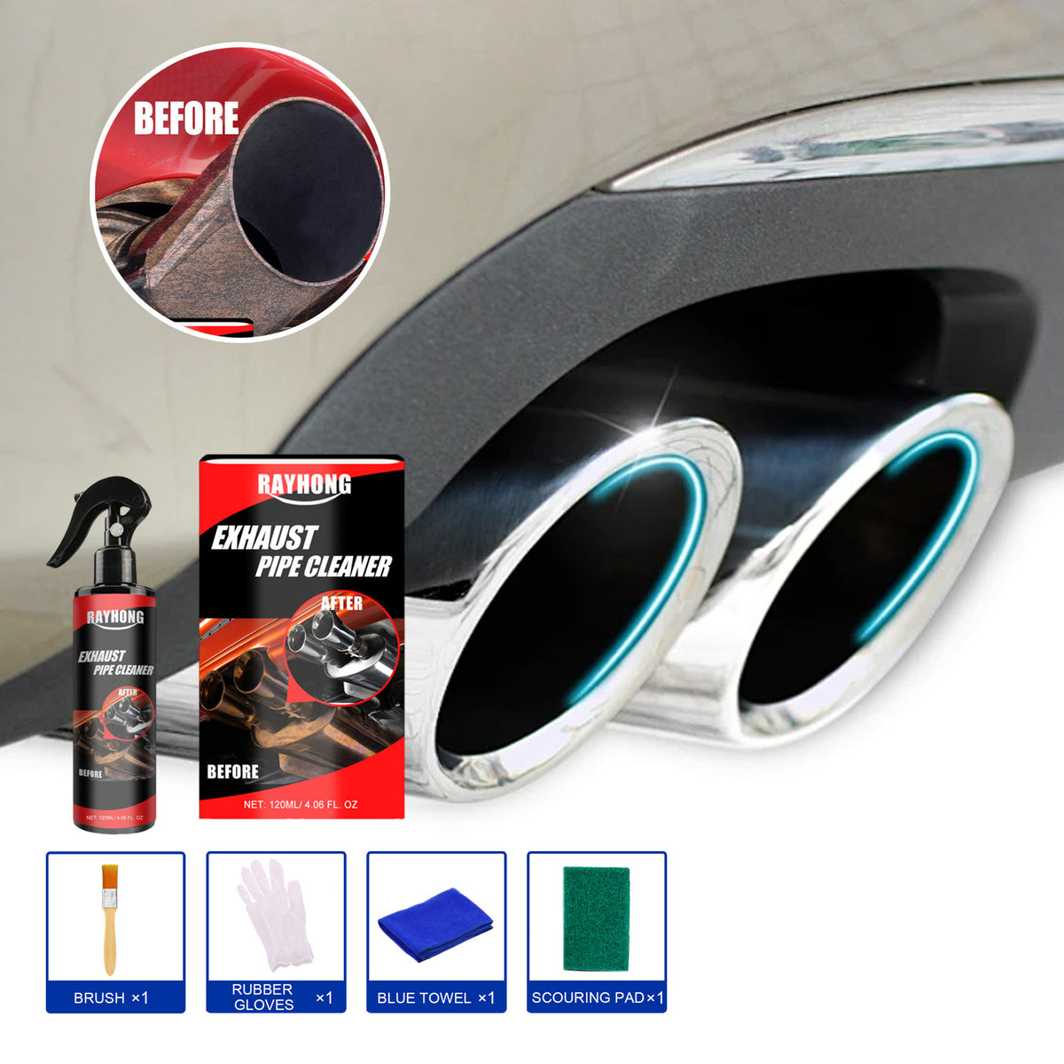 Automotive Exhaust Pipe Rust Remover and Maintenance Cleaner