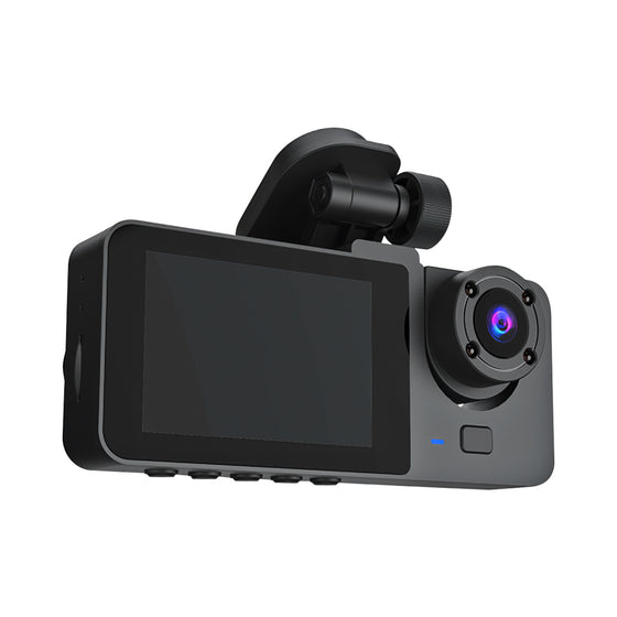 Dash cam side view showing the screen and front lens
