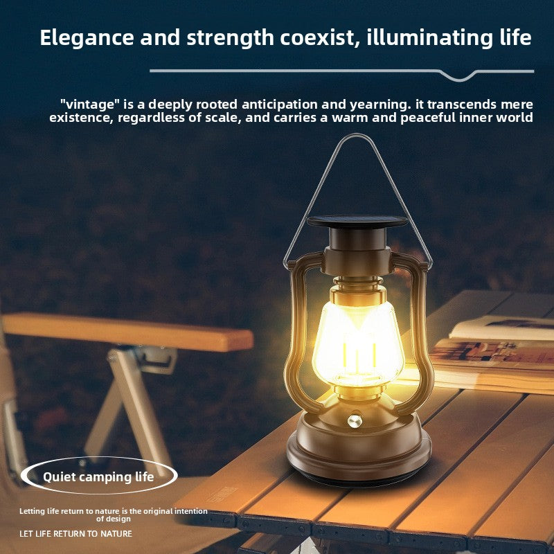 Solar-powered antique-style lantern