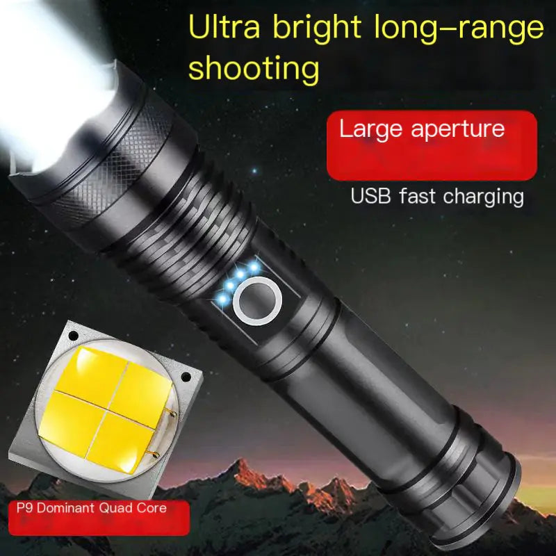 P50 tactical flashlight USB rechargeable LED