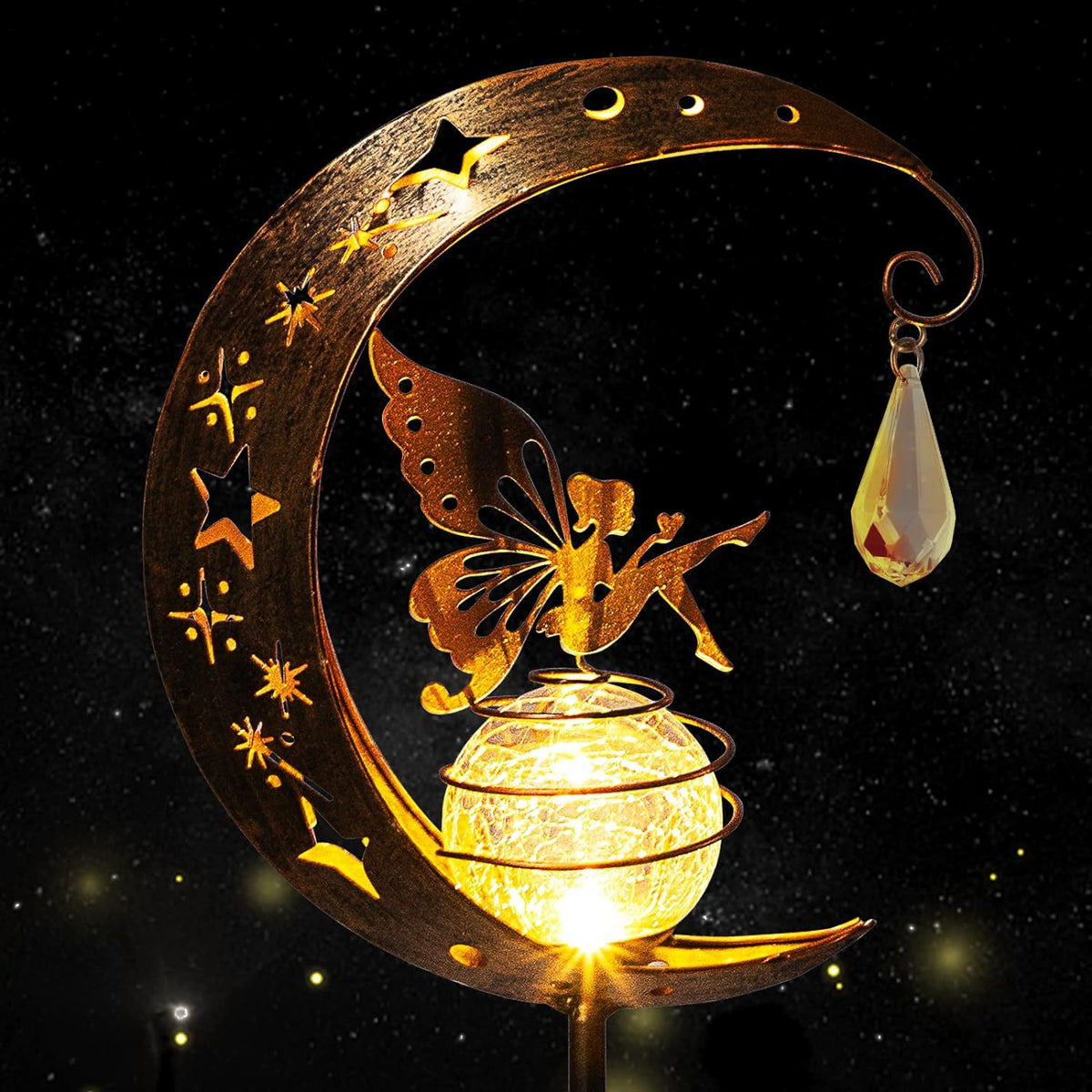 Solar Powered Moon Fairy Garden Light
