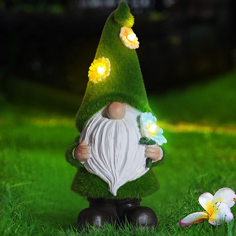 Solar LED Garden Ornament with Flocked Resin Finish