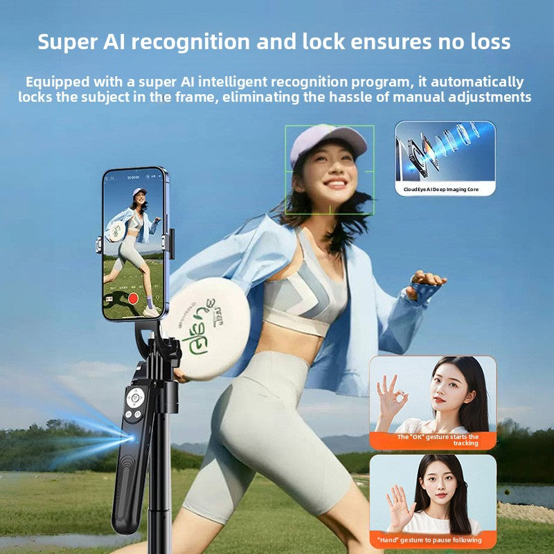 AI Face Tracking Selfie Stick with Bluetooth Remote