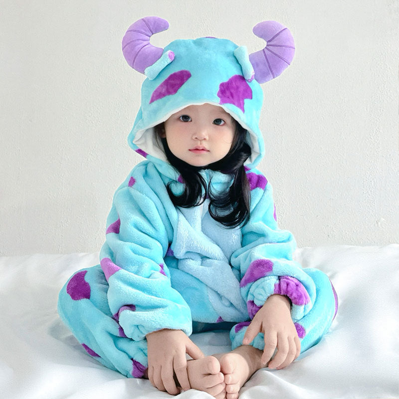 Newborn Baby Flannel Animal Hooded Romper Jumpsuit