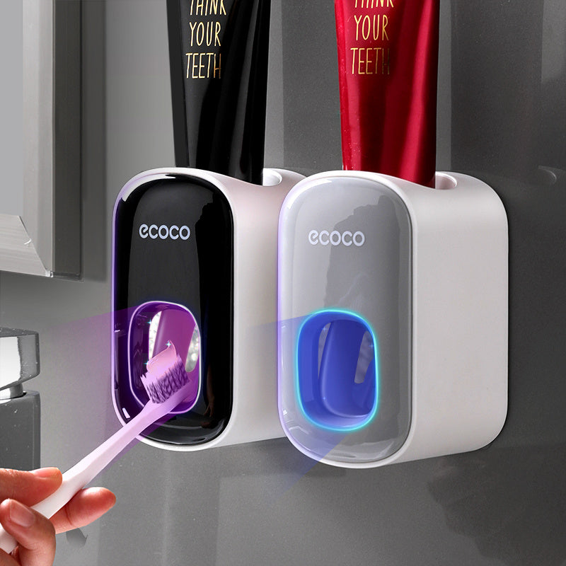 Automatic touchless soap dispenser on a bathroom countertop