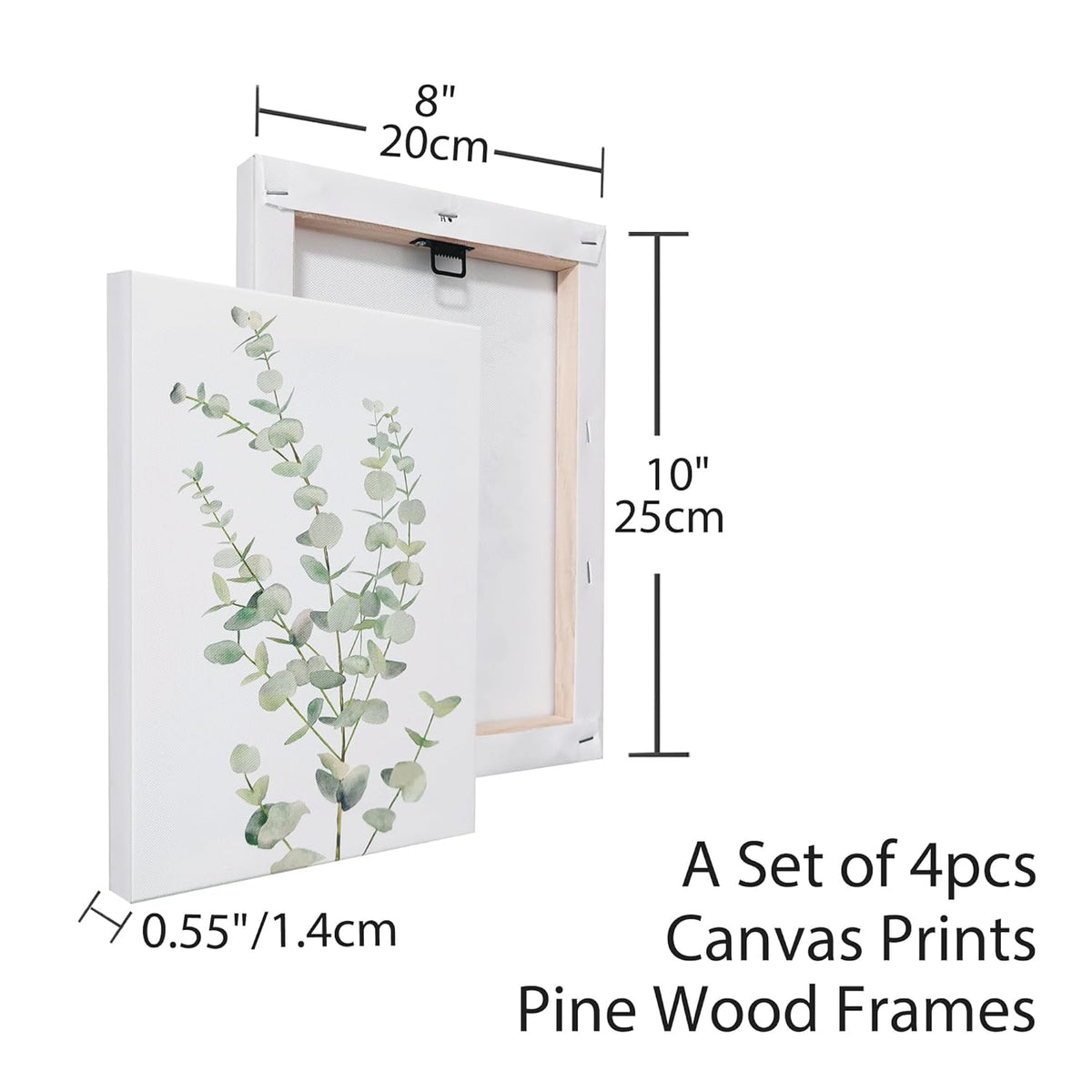 Botanical canvas set hung as a horizontal row