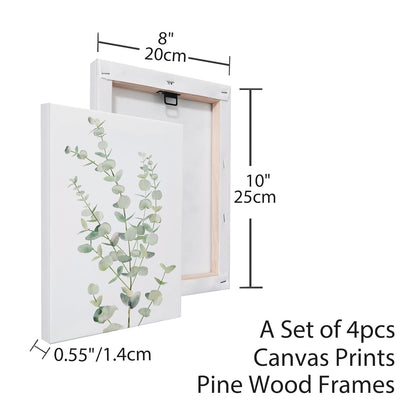 4 Piece Botanical Canvas Wall Art Set 8x10