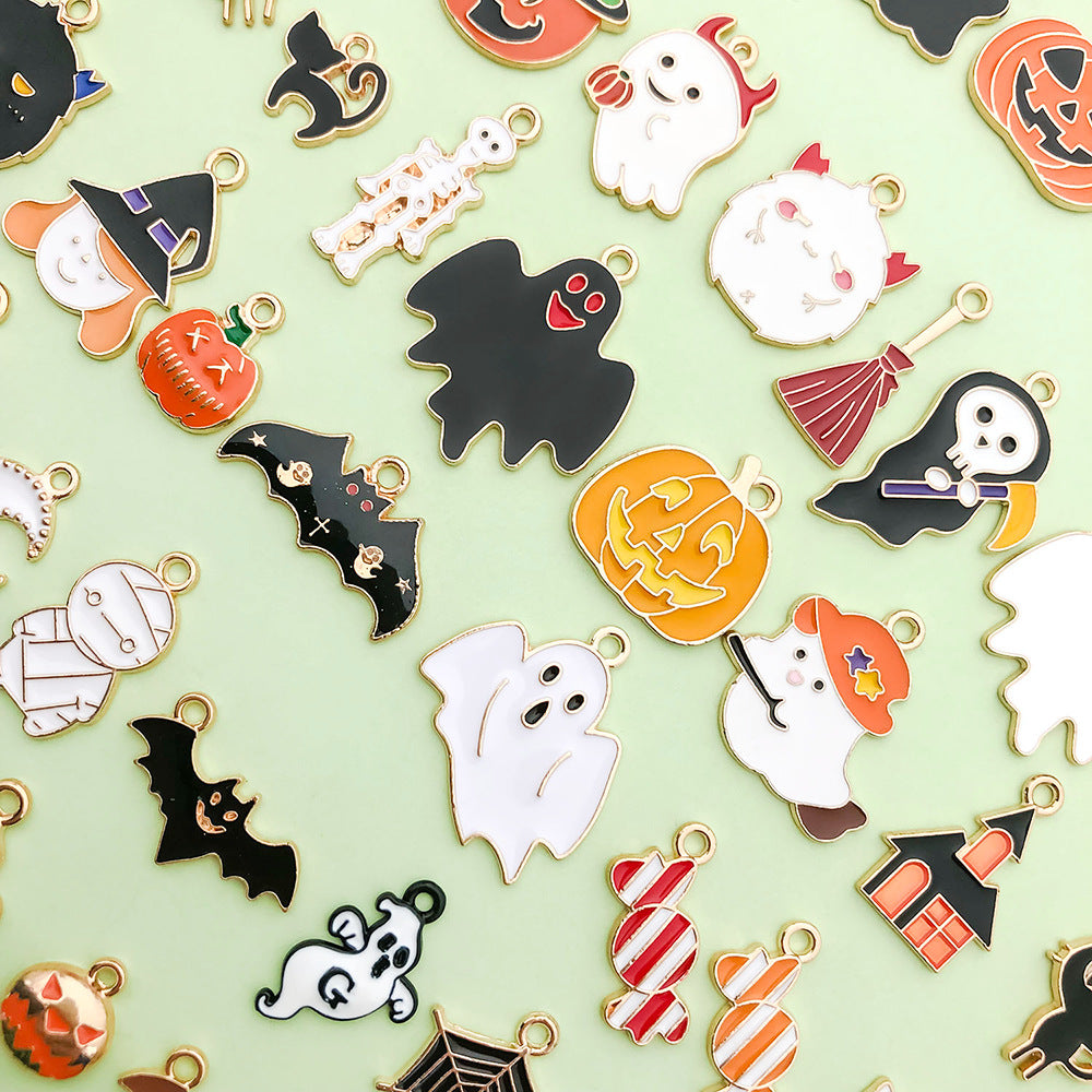 Halloween Alloy Dripping Oil Pendants for DIY Jewelry