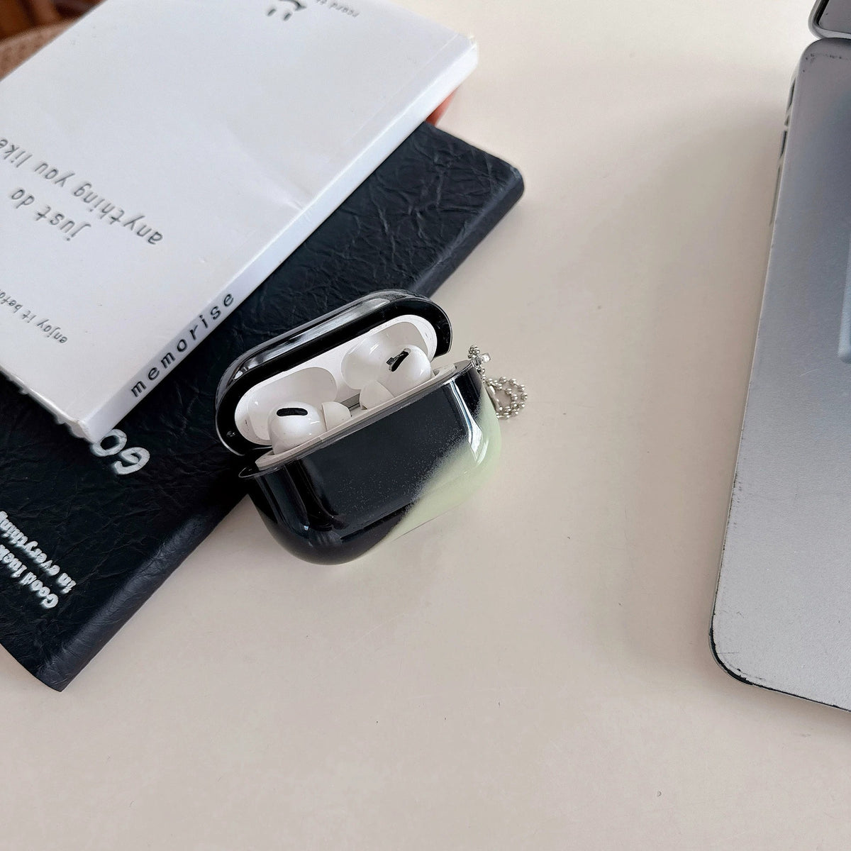 Black Background Luminous Quicksand Earphone Case